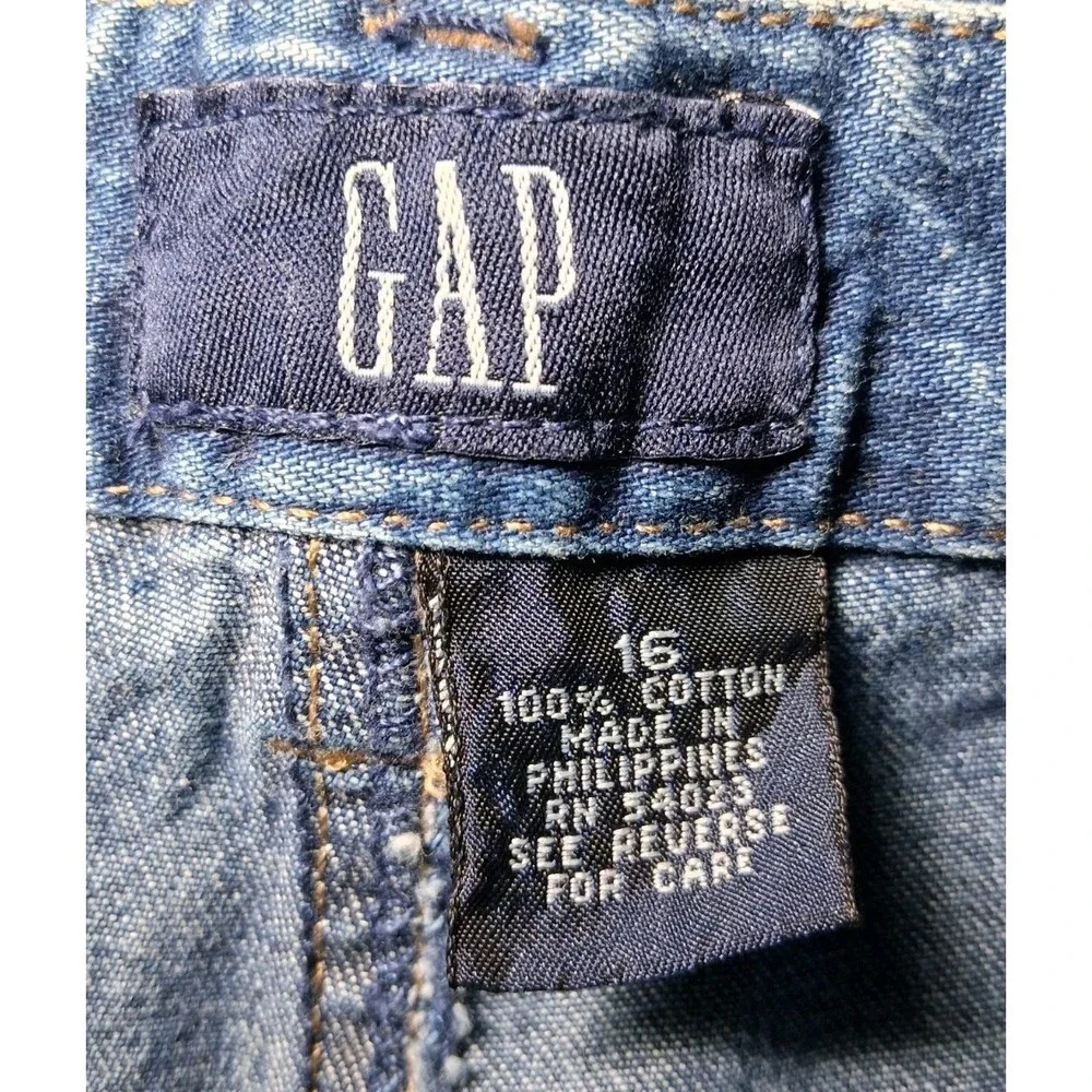 GAP Loose Mid Rise Relaxed Wide Straight Leg Sz 16 Denim Jeans Patch Pockets Y2K